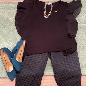 Women's Black Patterned Pants